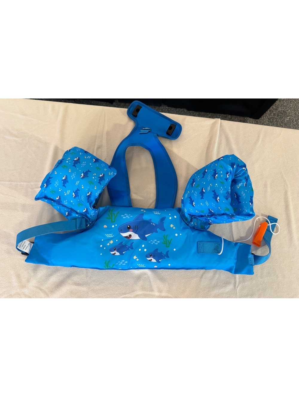 Body Glove child swim vest flotation trainer shark print blue